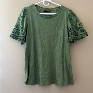 Green Lace Sleeve Women's Top